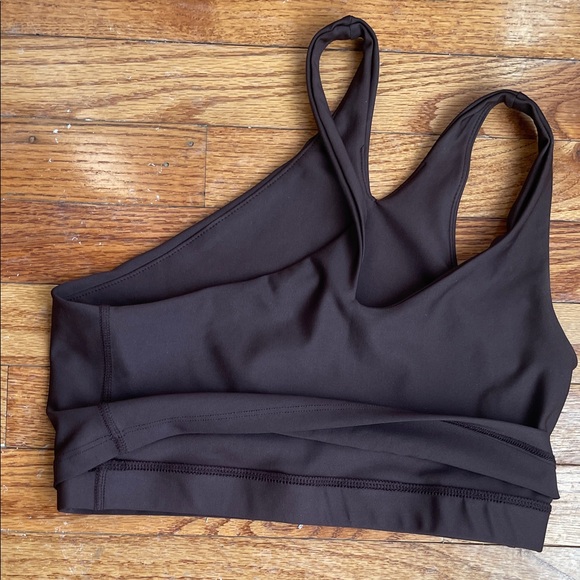 Peloton Dark Brown Sports Bra with Purple Logo - Picture 4 of 4